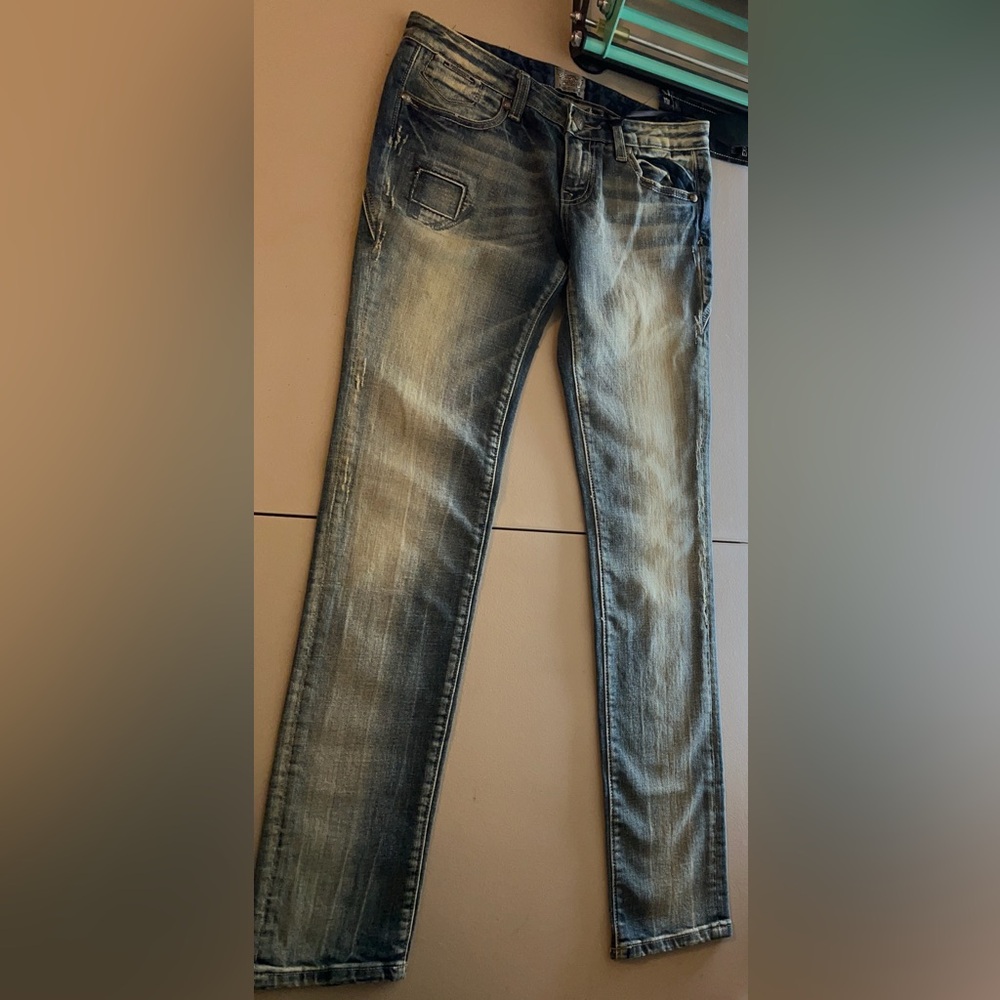Express Women's Faded Blue Skinny Jeans